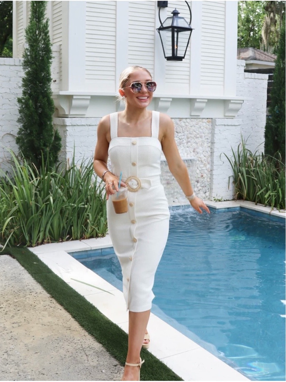 Amanda Uprichard Ivory Button-Front Midi Dress